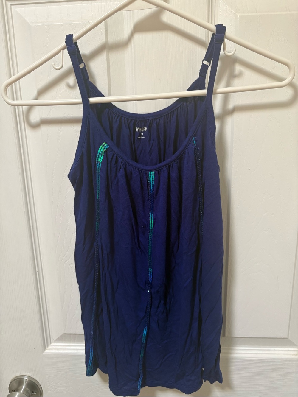 Gymboree Navy Tank Top with Teal Sequin Accents